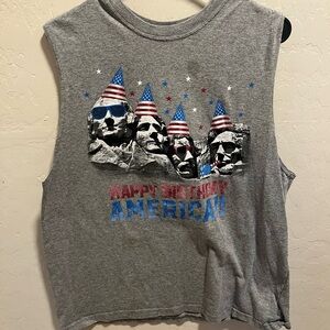 Faded Glory Gray and Red Patriotic Tank Top